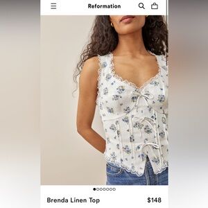 Reformation Brenda 100% Linen top size 2